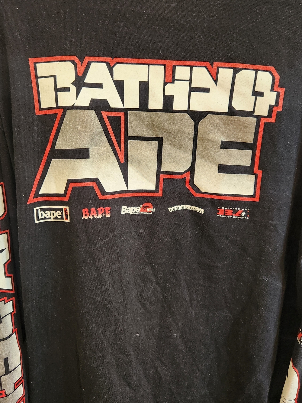 A Bathing Ape Black Long Sleeve Tee with Logo - Picture 2 of 5